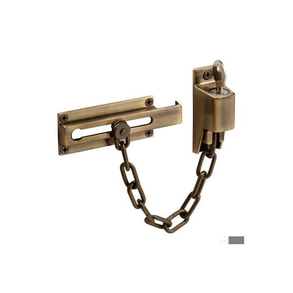 Prime-Line Steel, Antique Brass, Keyed Chain Door Guard (Single Pack) U 9914 - main
